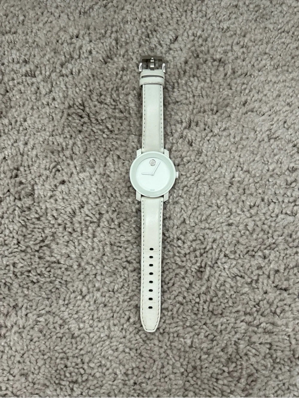 Movado Bold White Leather Strap Watch 🕰️